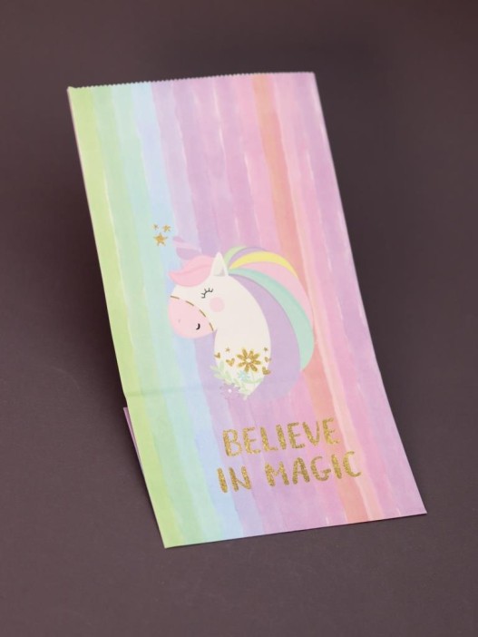 Набор подарочных пакетов+наклейки (6 шт.) &quot;Hello unicorn&quot;, 24*13*8 