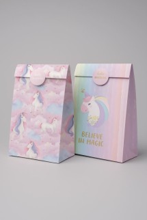 Набор подарочных пакетов+наклейки (6 шт.) "Hello unicorn", 24*13*8