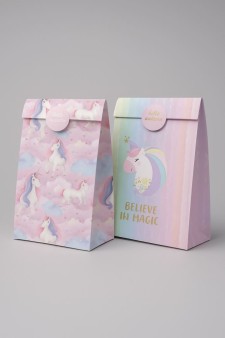 Набор подарочных пакетов+наклейки (6 шт.) "Hello unicorn", 24*13*8