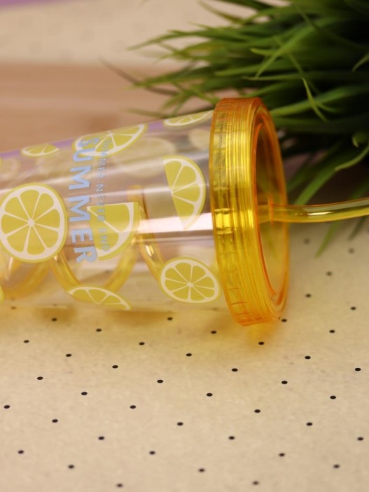 Тамблер iLikeGift &quot;Fruits party Lemon&quot;, yellow (380 ml) 