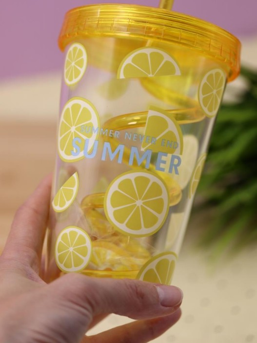 Тамблер iLikeGift &quot;Fruits party Lemon&quot;, yellow (380 ml) 