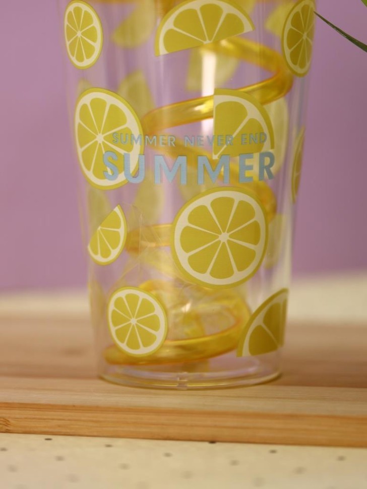 Тамблер iLikeGift "Fruits party Lemon", yellow (380 ml)