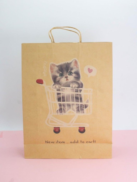 Пакет подарочный крафтовый «Katkiss», MEOW (32*42*11) 