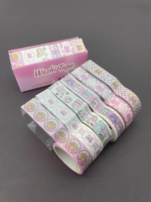 Набор декоративного скотча 6 шт. "Funny buddies", pink (1,5см*2м) 