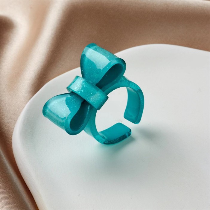 Кольцо акриловое GIRLY "Bow", green (d=1,8 см) 
