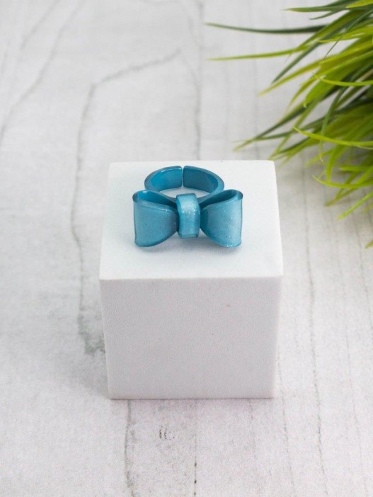 Кольцо акриловое GIRLY "Bow", green (d=1,8 см) 