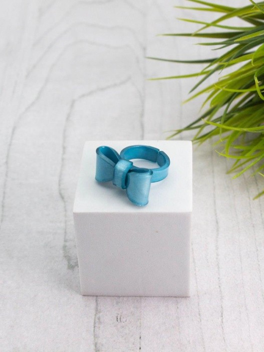 Кольцо акриловое GIRLY "Bow", green (d=1,8 см) 