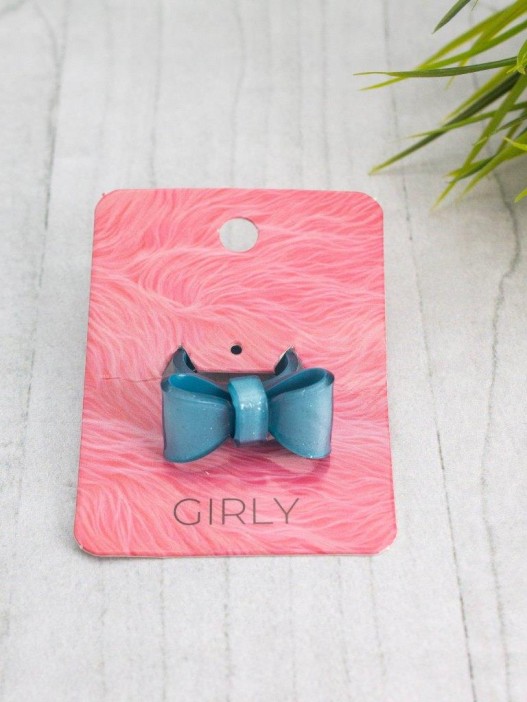 Кольцо акриловое GIRLY "Bow", green (d=1,8 см) 