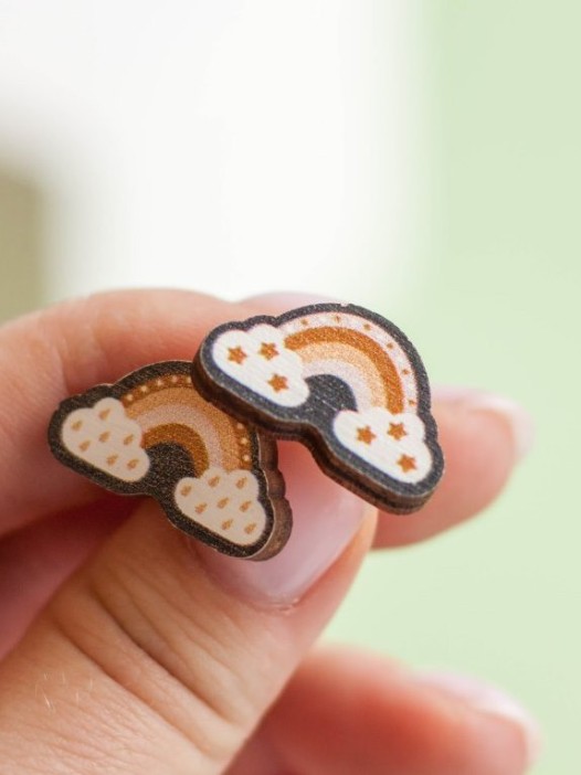 Серьги ECO из дерева RAINBOW DREAMS 