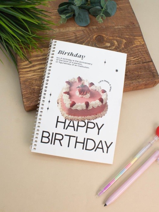 Блокнот на спирали (А5) &quot;Happy birthday&quot;, white (14.5*21) 