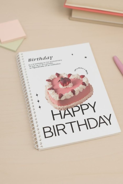 Блокнот на спирали (А5) &quot;Happy birthday&quot;, white (14.5*21) 