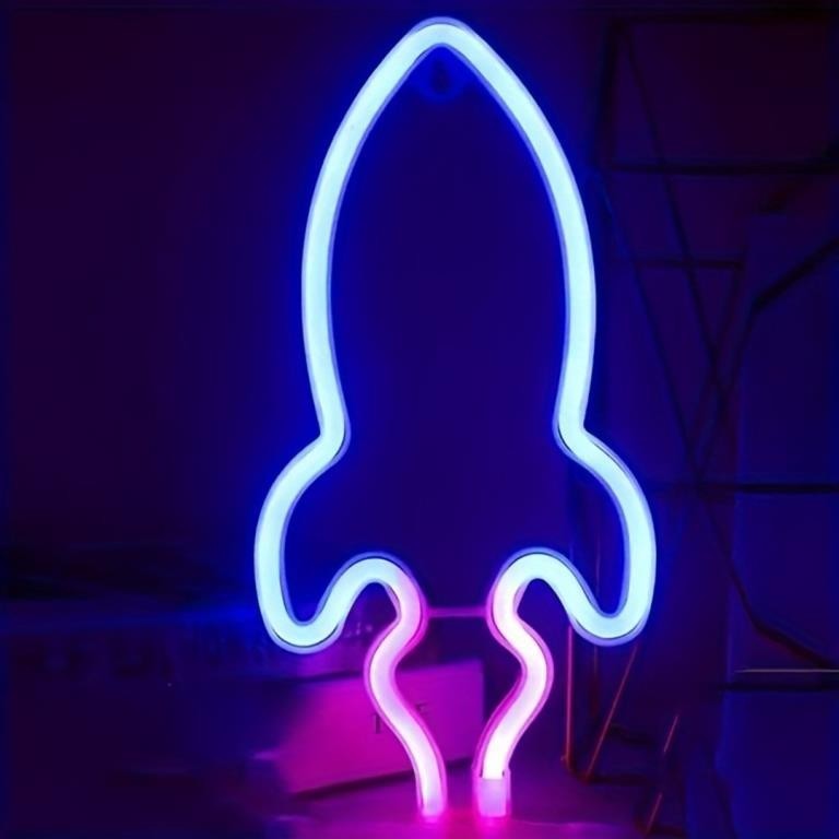 Неоновый подвесной ночник "Ракета", USB, свечение микс (29х14,5 см)