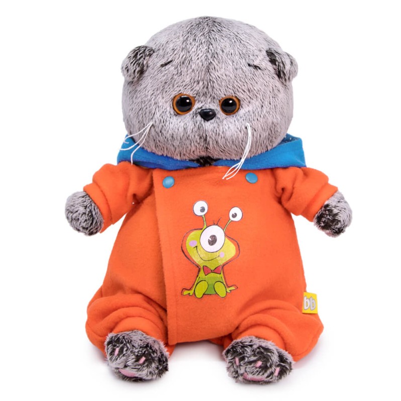 Мягкая игрушка "Кот Басик BABY в комбинезоне с монстриком" (20 см)