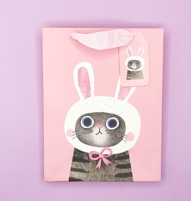 Пакет подарочный &quot;Cat&quot;, pink S 