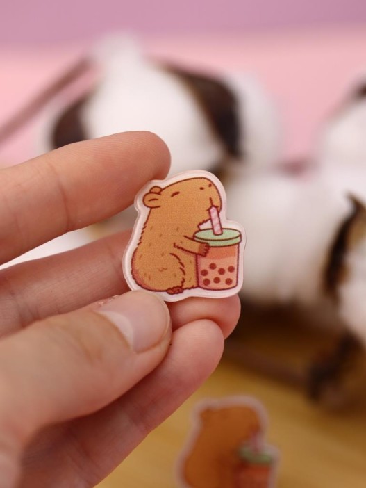 Серьги-клипсы GIRLY &quot;Capybara with a drink&quot; 