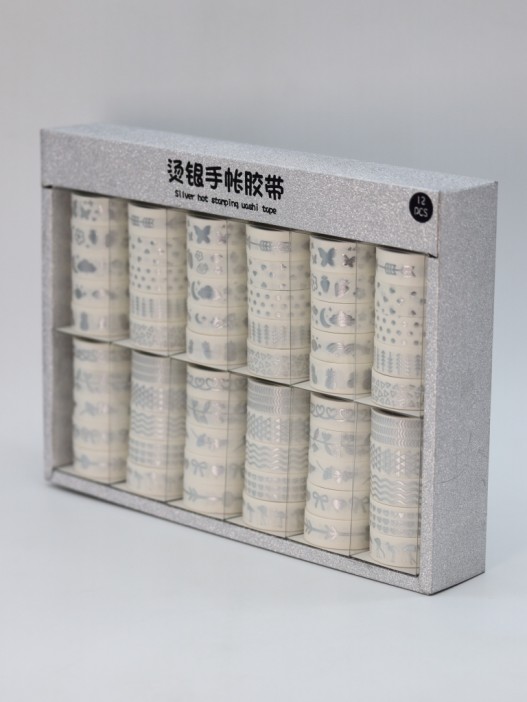 Набор декоративного скотча 5 шт. &quot;Silver pattern&quot;, mix, шоу-бокс 12 шт. 