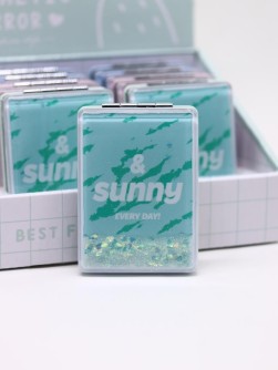 Зеркало раскладное "Zoo print", бирюзовое, 8*6 см