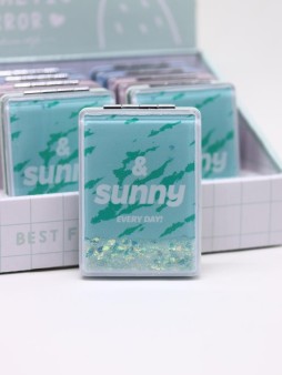 Зеркало раскладное "Zoo print", бирюзовое, 8*6 см