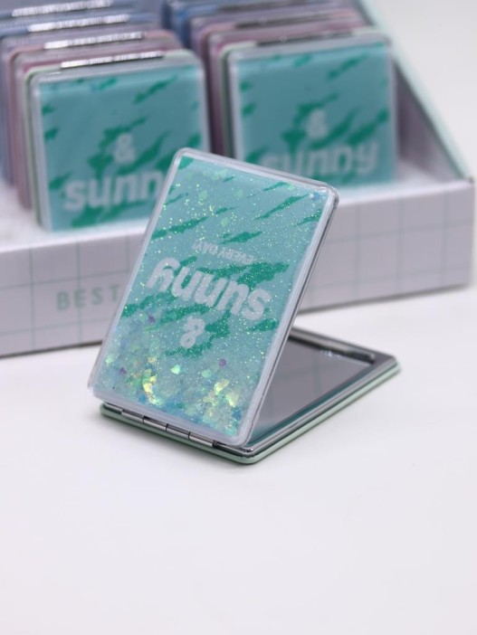 Зеркало раскладное &quot;Zoo print&quot;, бирюзовое, 8*6 см 