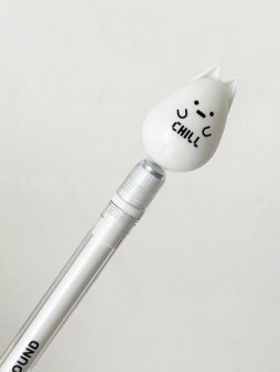 Ручка с магнитной насадкой "Chill kitten", white
