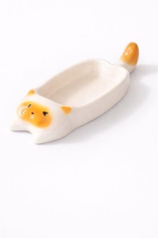 Набор керамических соусников 12шт. "Оранжевый котик", белый (13,5х4,5х1,5 см)