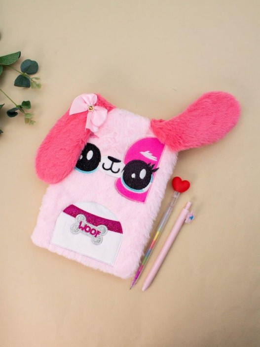 Блокнот плюшевый «Woo! Dog», pink, 21,5х15 см, плотность 70 гр. 