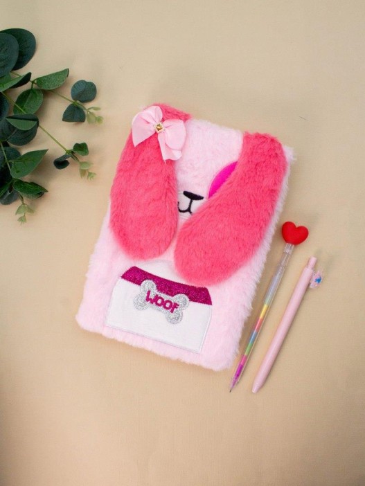 Блокнот плюшевый «Woo! Dog», pink, 21,5х15 см, плотность 70 гр. 
