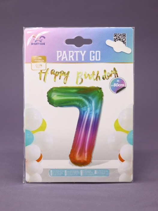 Шар фольгированный &quot;Multicolour numbers&quot; цифра 7, (80 см) 