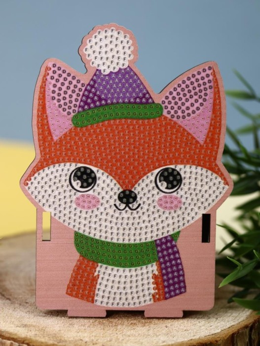 Алмазная мозаика - карандашница "Лисёнок",  15,5*11 см 
