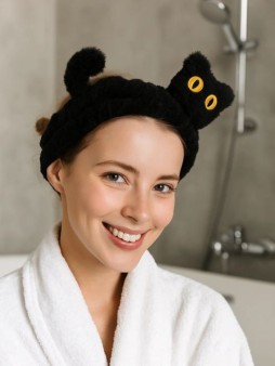 Повязка на голову GIRLY "Yellow eyed cat", black