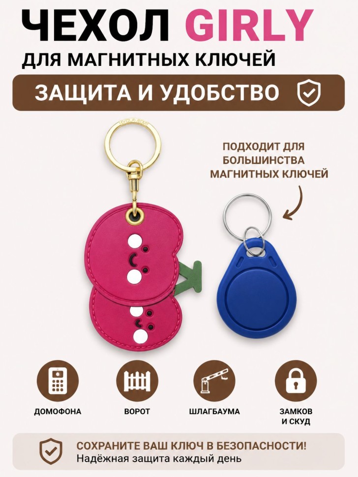 Брелок-чехол для магнитных ключей GIRLY "Вишенки"