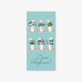 Набор конвертов для денег 5 шт. «Цветочный магазин», 16.5*8 см