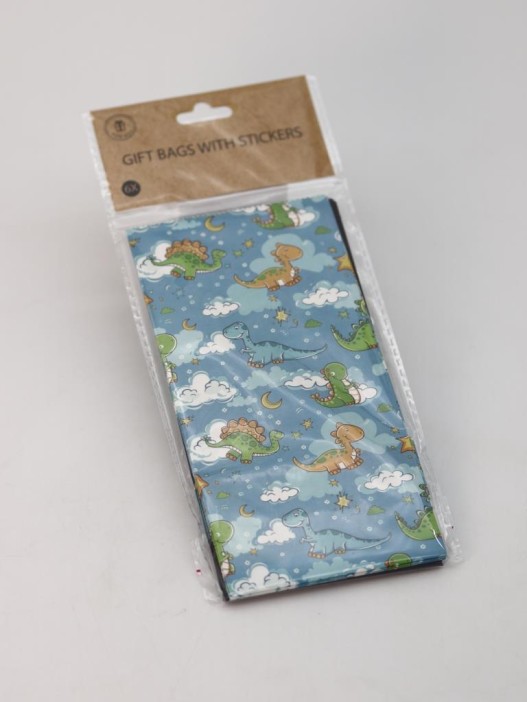 Набор подарочных пакетов+наклейки (6 шт.) &quot;Dinosaur party&quot;, 19*8*6 