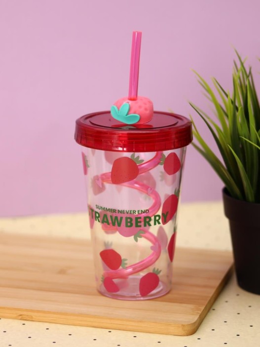 Тамблер iLikeGift &quot;Fruits party Strawberry&quot;, pink (380 ml) 