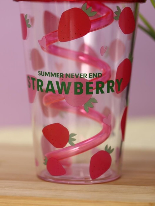 Тамблер iLikeGift &quot;Fruits party Strawberry&quot;, pink (380 ml) 