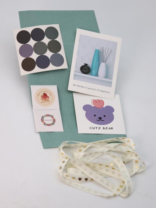 Упаковочный набор для подарков (2 листа+лента+открытка+5 наклеек) &quot;Soft glow&quot;, 50x70 см 