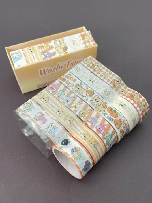 Набор декоративного скотча 6 шт. &quot;Funny buddies&quot;, orange (1,5см*2м) 