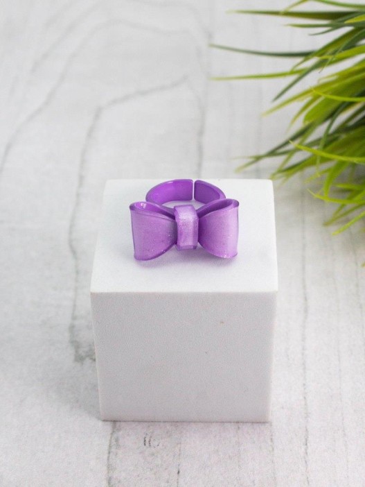 Кольцо акриловое GIRLY "Bow", purple (d=1,8 см) 