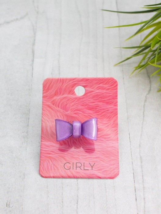 Кольцо акриловое GIRLY "Bow", purple (d=1,8 см) 