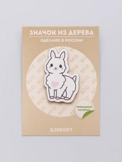 Значок ECO из дерева Happy lama