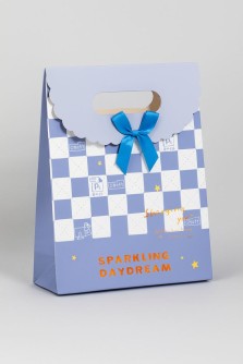 Пакет подарочный (M) "Pattern chess", blue (27*19.5*8.6)