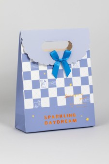 Пакет подарочный (M) "Pattern chess", blue (27*19.5*8.6)