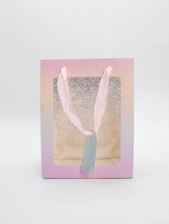 Пакет подарочный «Rainbow glitter», pink-yellow (18*23*10)