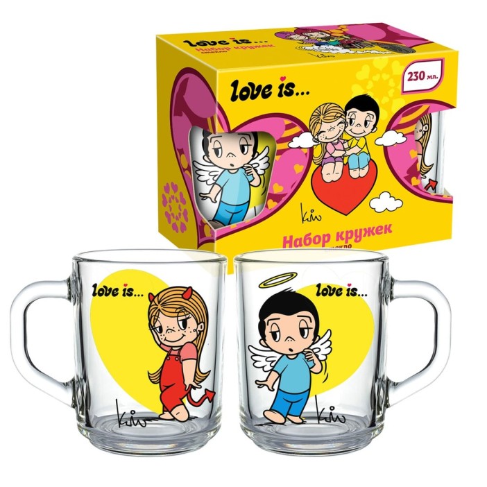 Набор кружек 2 шт. &quot;Love is...Оранж&quot;, стекло (230 мл) 