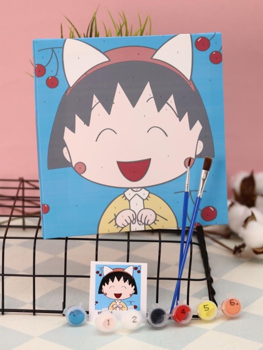 Картина по номерам на подрамнике Draw Me! «Cheerful girl», (20*20 см) 