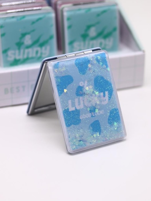 Зеркало раскладное &quot;Zoo print&quot;, голубое, 8*6 см 