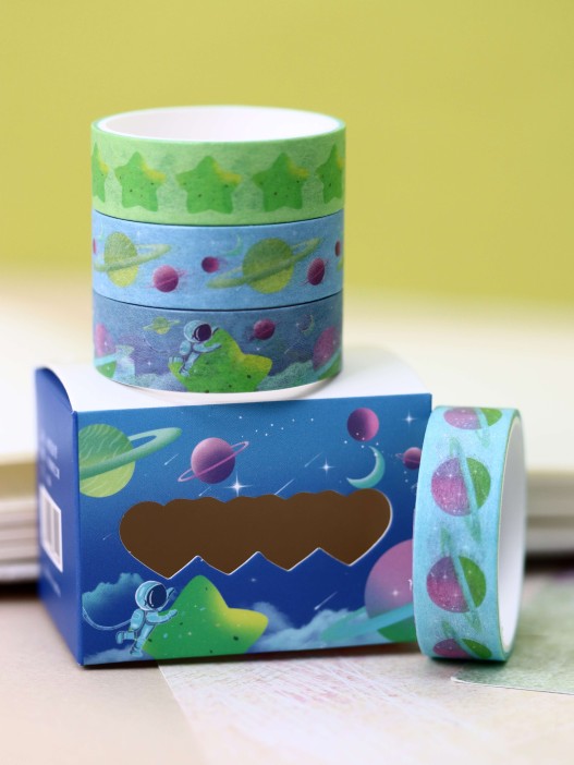 Набор декоративного скотча «Астронавт», синий 