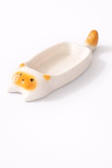 Набор керамических соусников 8шт. "Оранжевый котик", белый (13,5х4,5х1,5 см)