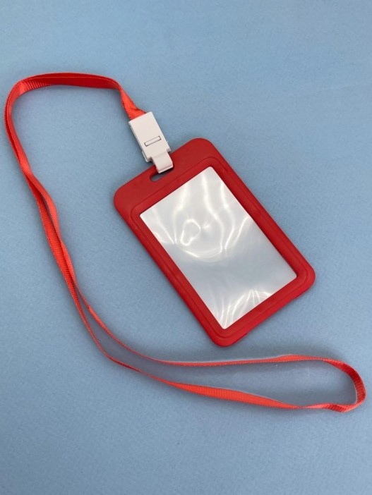 Держатель для карт с шнурком "Clear color", red (11*7 см) 