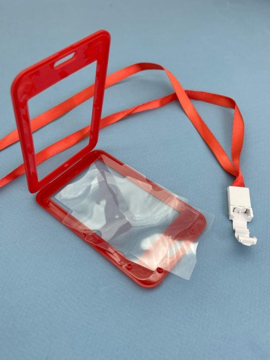 Держатель для карт с шнурком "Clear color", red (11*7 см) 